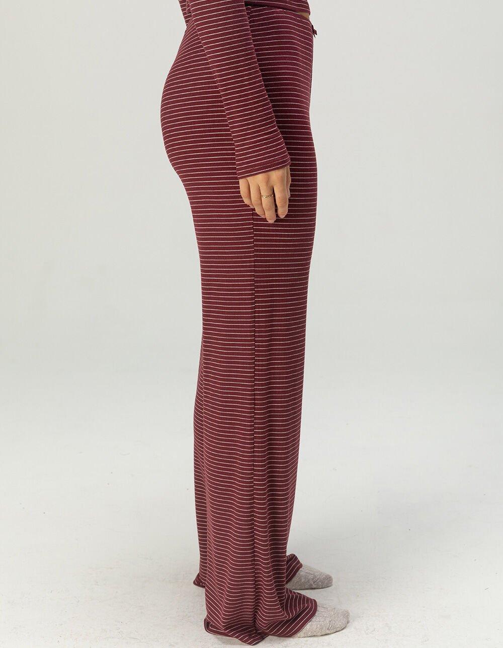 FULL TILT Rib Stripe Womens Pajama Pants - BURGUNDY COMBO Product Image