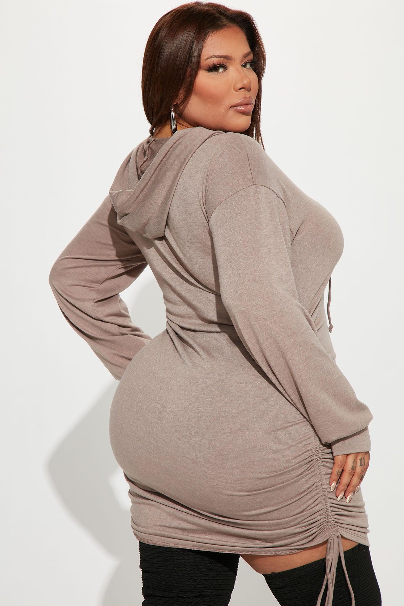 Handle With Care Sweater Mini Dress - Mocha Female Product Image