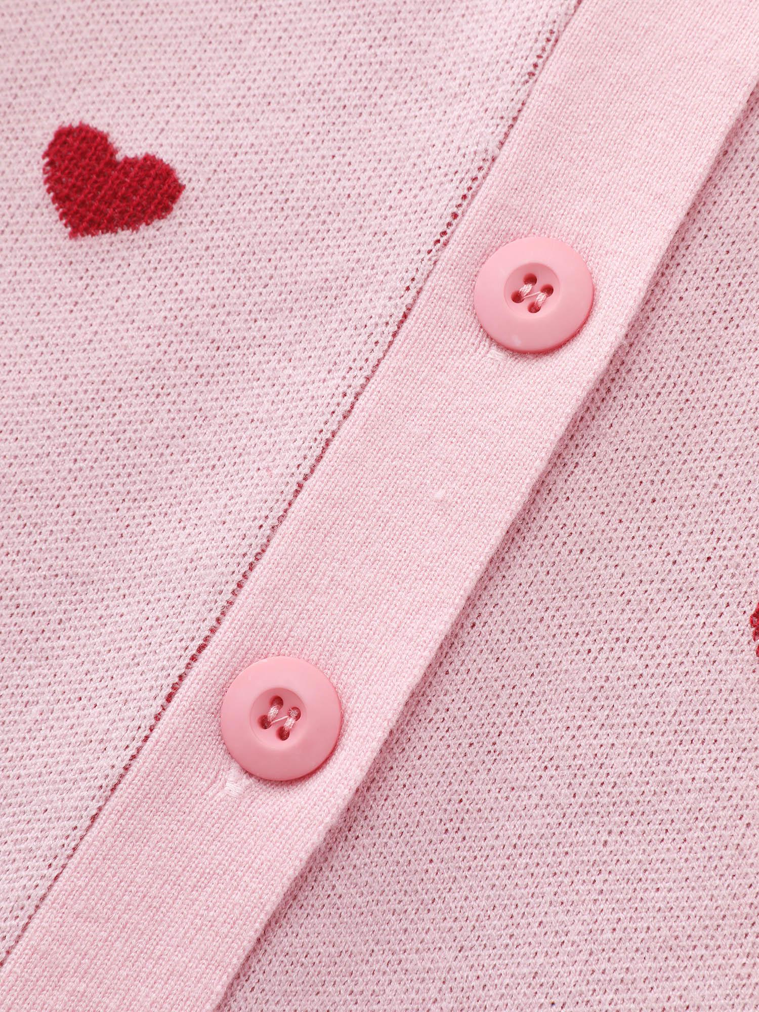 Love Pattern Jacquard Knit Cardigan Female Product Image