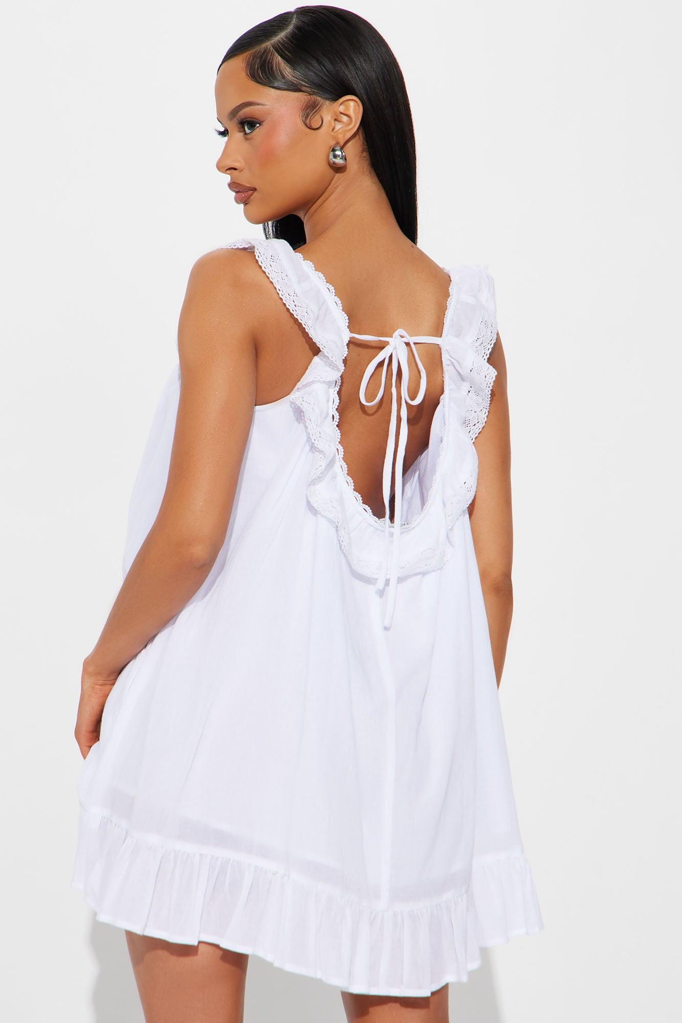 Jennifer Flowy Mini Dress - White Product Image