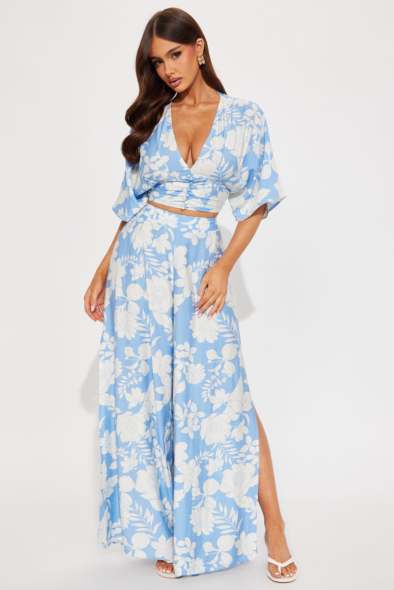 Wander In Paradise Pant Set - Light Blue Product Image