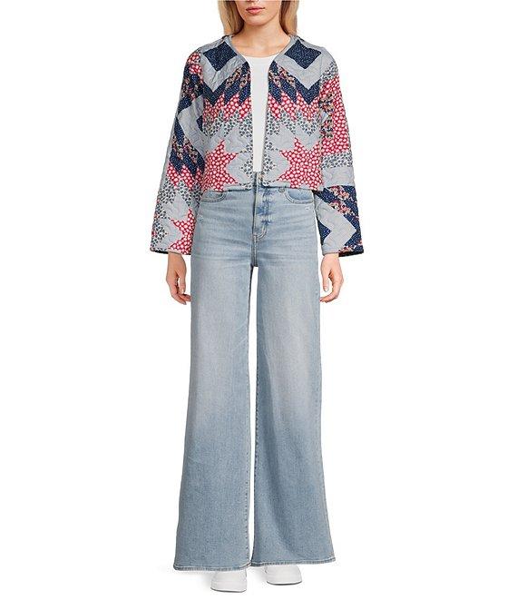 Ida Mae Home Adeline Patchwork Print Round Neck Long Sleeve Quilted Jacket Product Image