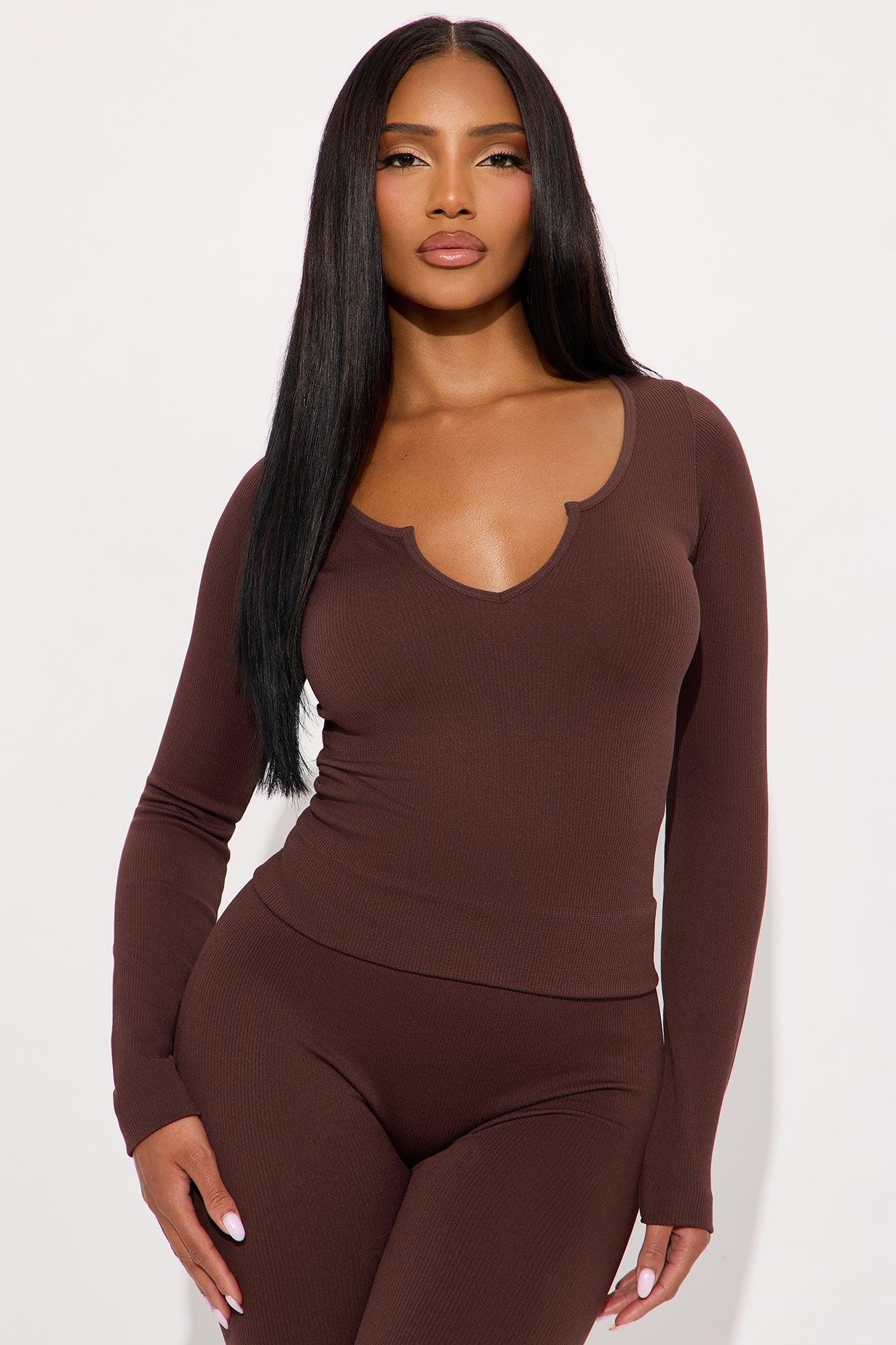 Mark My Words Seamless Legging Pant Set - Chocolate Female Product Image