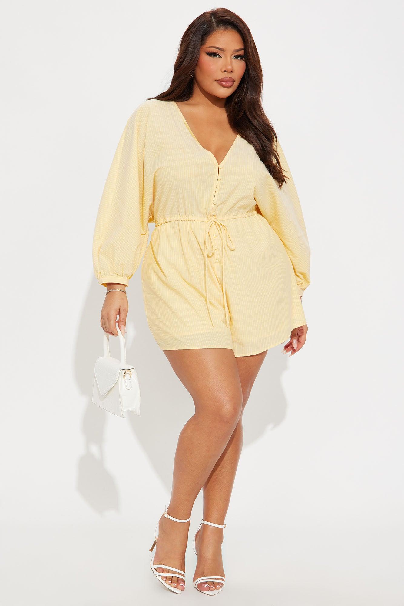 Maribel Linen Romper - Yellow Product Image