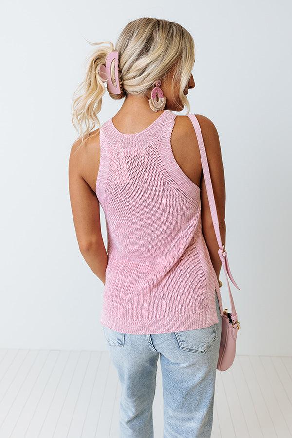 Reserved For Fun Knit Tank In Pink Product Image