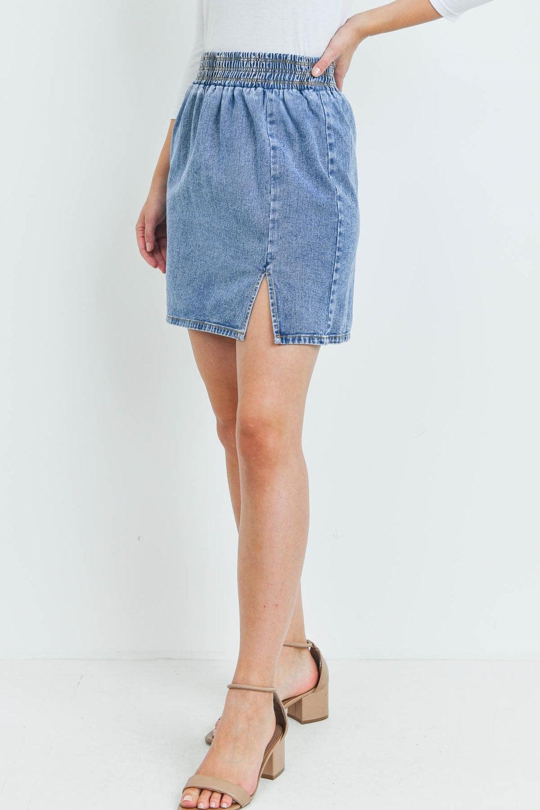 Denim Slit Mini Skirt Product Image