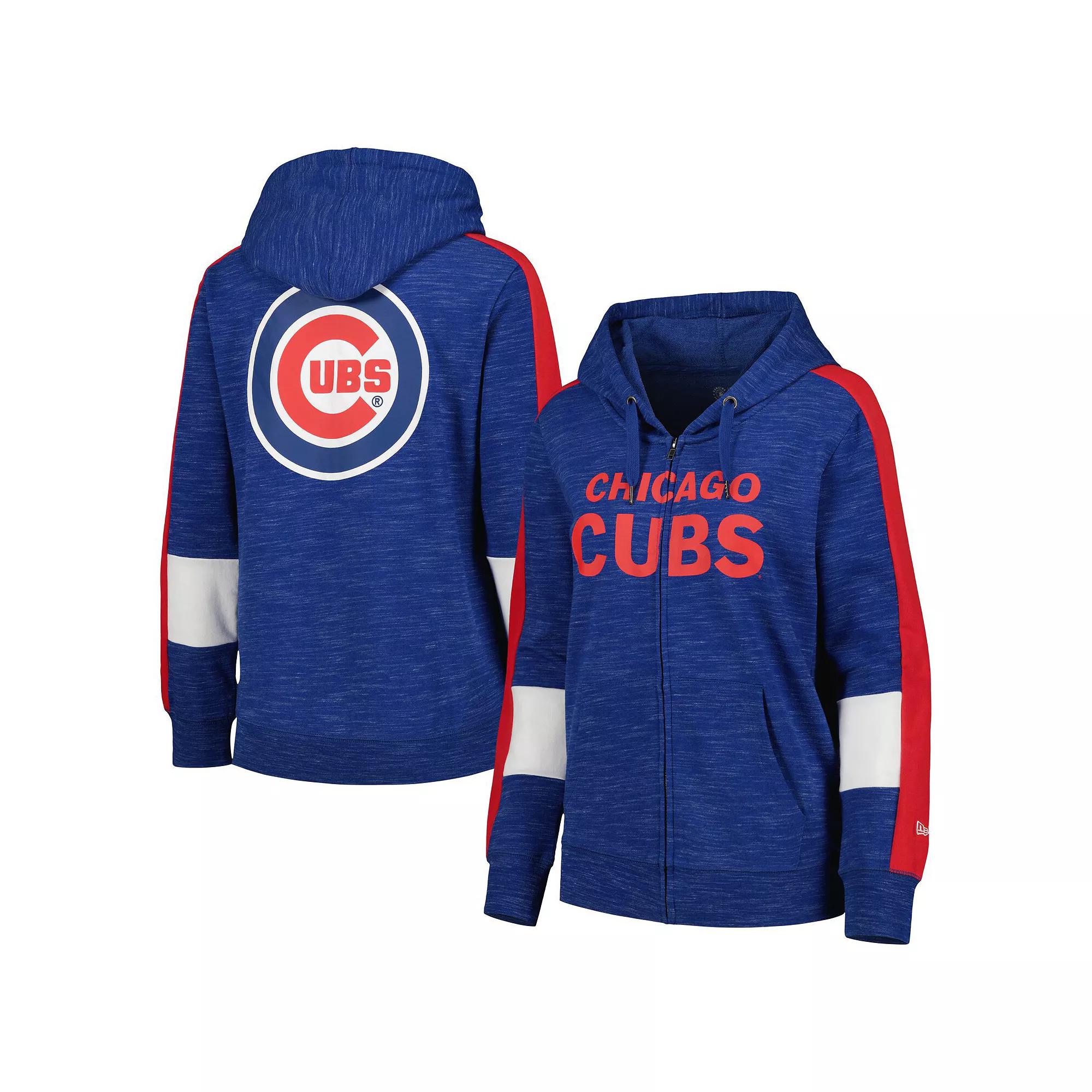 Women's New Era Royal Chicago Cubs Colorblock Full-Zip Hoodie, Size: Small, Blue Product Image