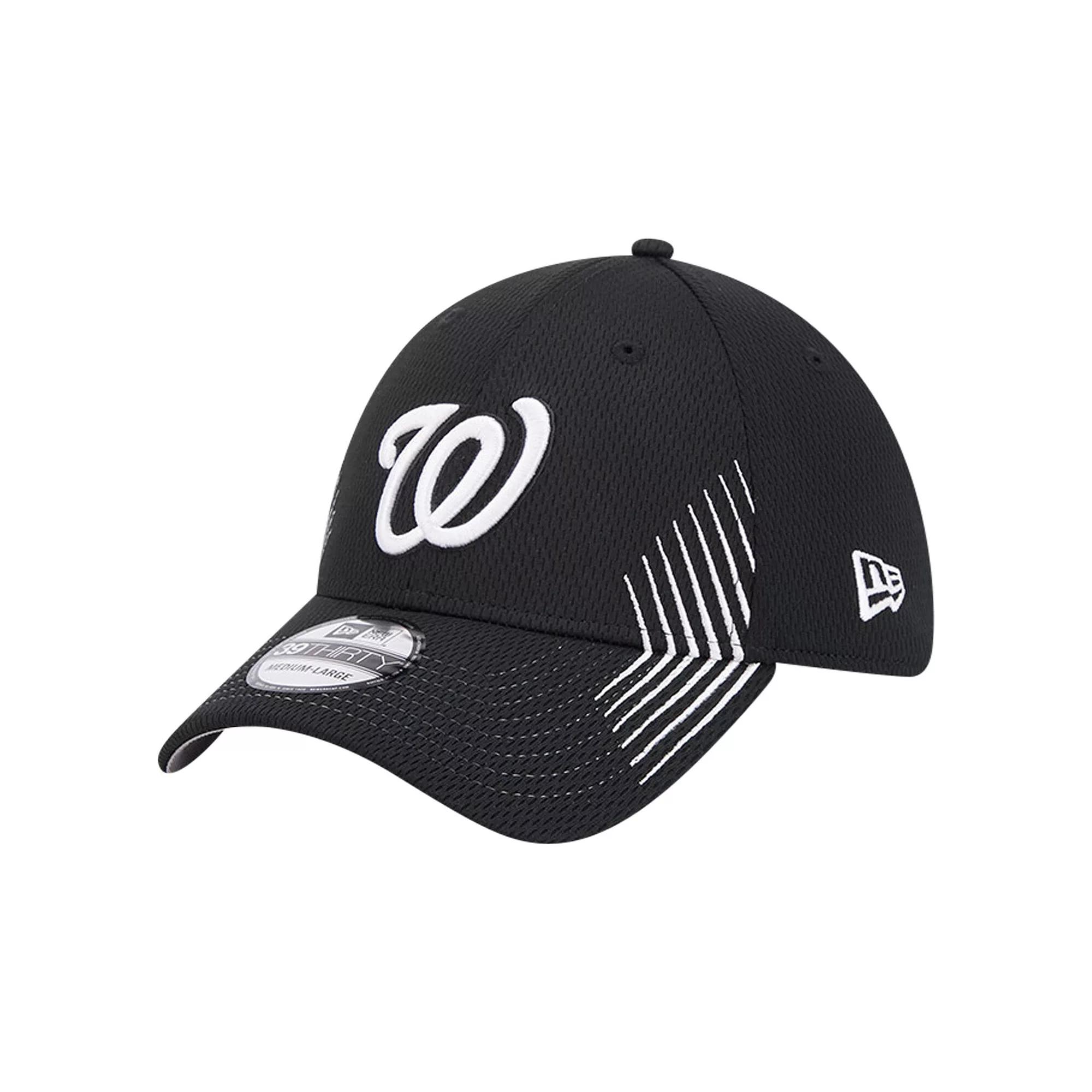 Men's New Era Black Washington Nationals Active Dash Mark 39THIRTY Flex Hat,  Product Image
