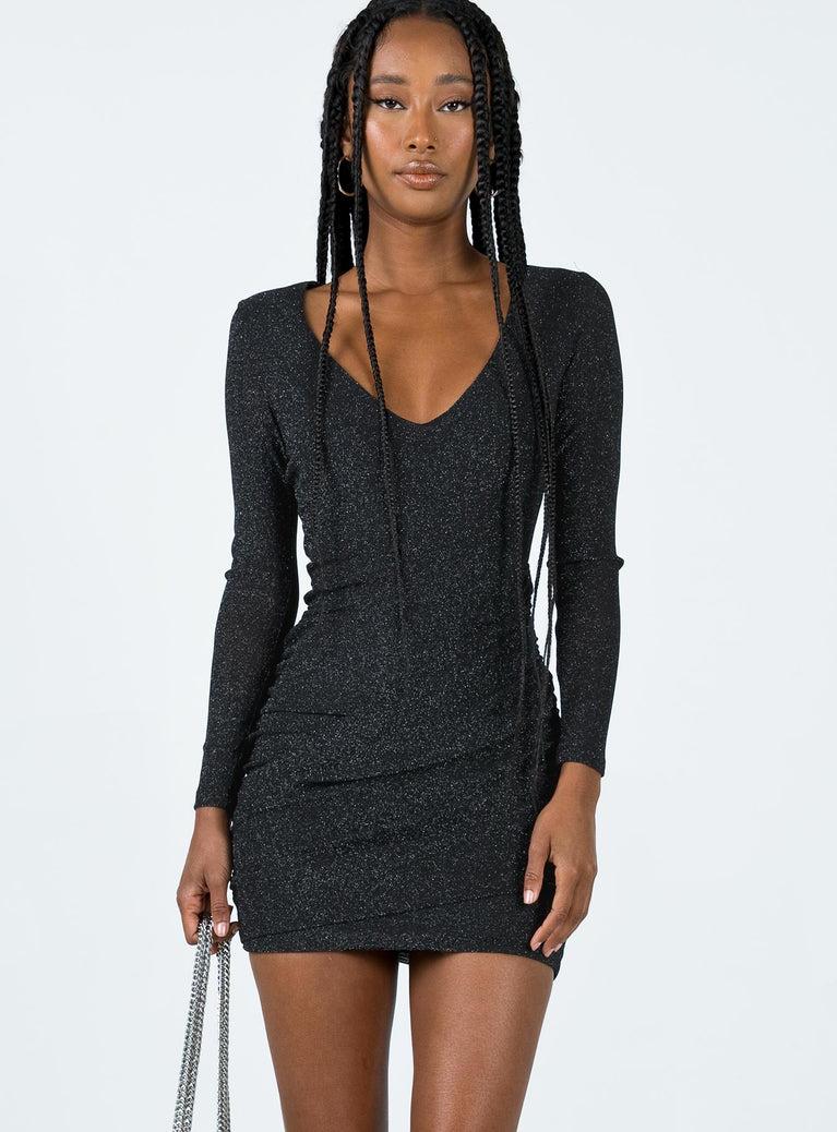 Monika Long Sleeve Mini Dress Black Product Image