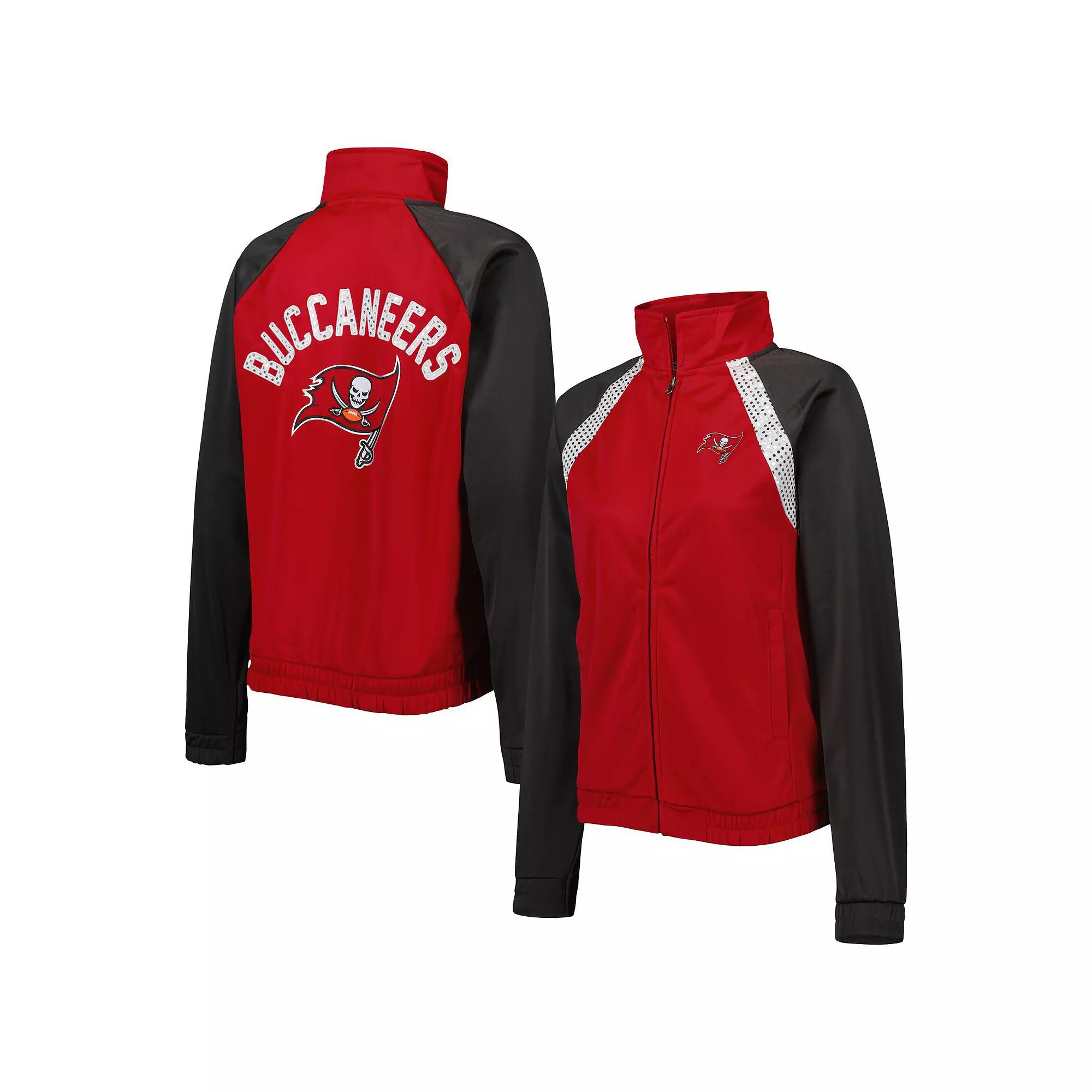 Women's G-III 4Her by Carl Banks Red/Pewter Tampa Bay Buccaneers Confetti Raglan Full-Zip Track Jacket, Size: 2XL Product Image