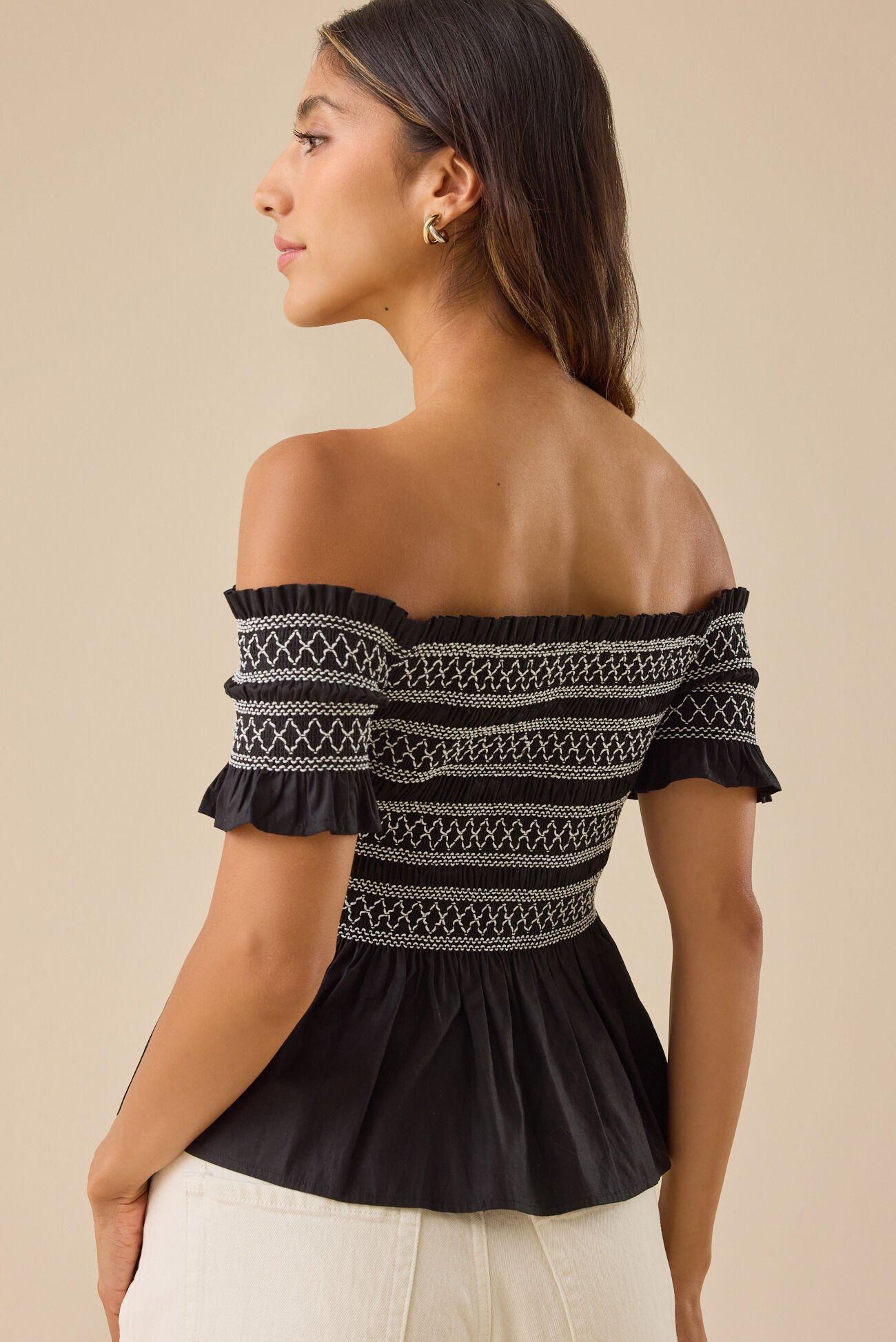 Norma Off-Shoulder Smocked Top Product Image