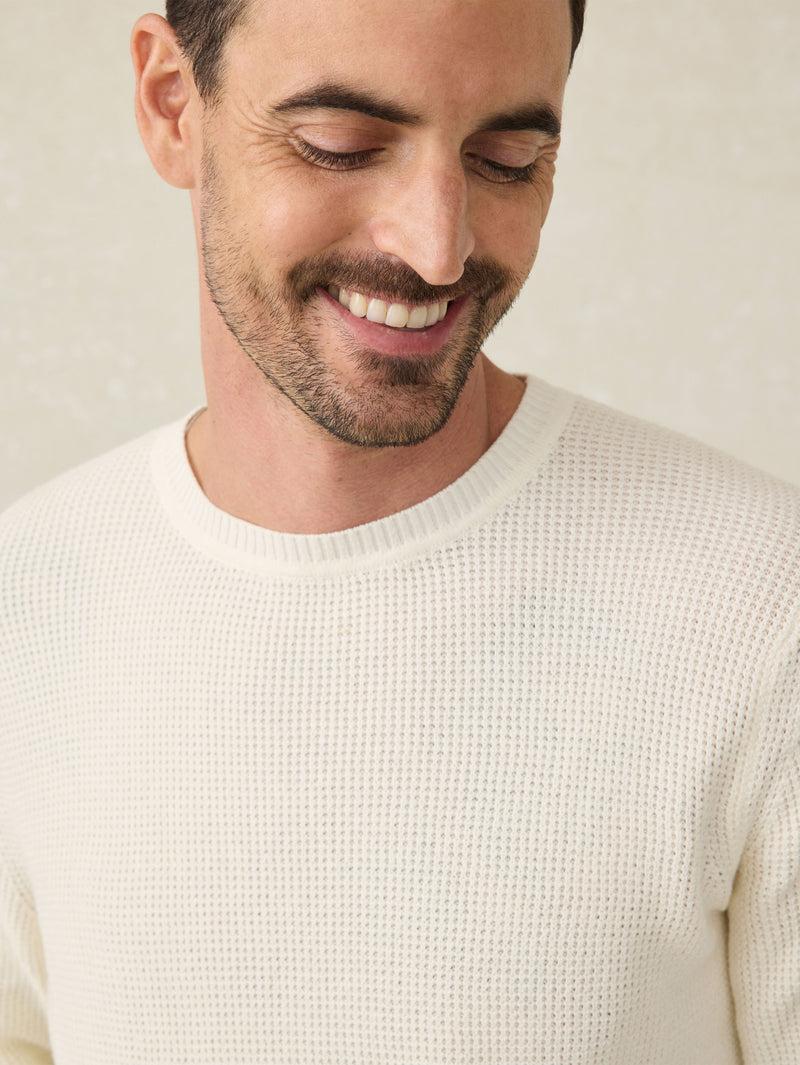 Sunwashed Crewneck Sweater - White Shell Product Image