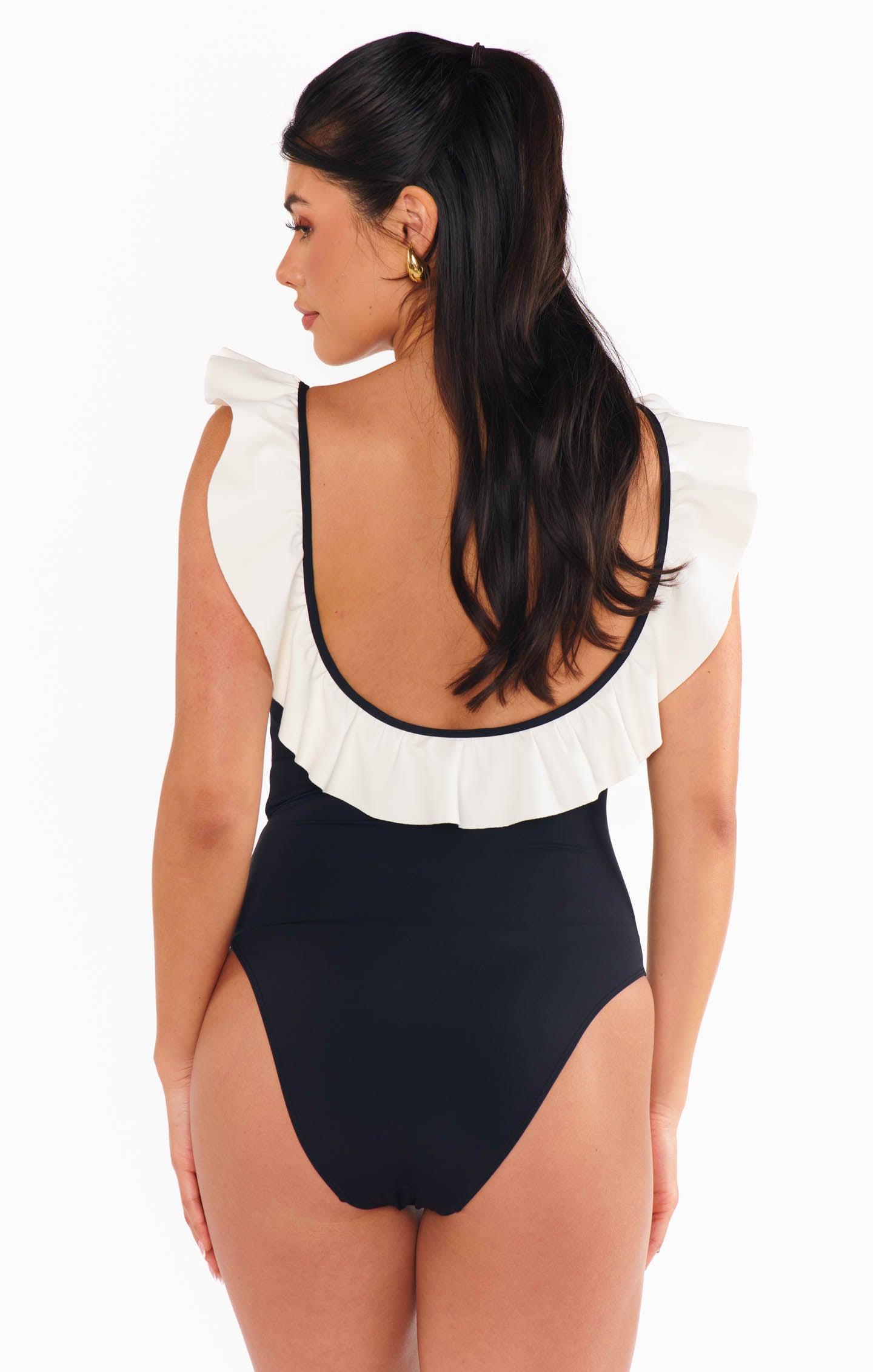 Ritz One Piece ~ White Black Colorblock Product Image