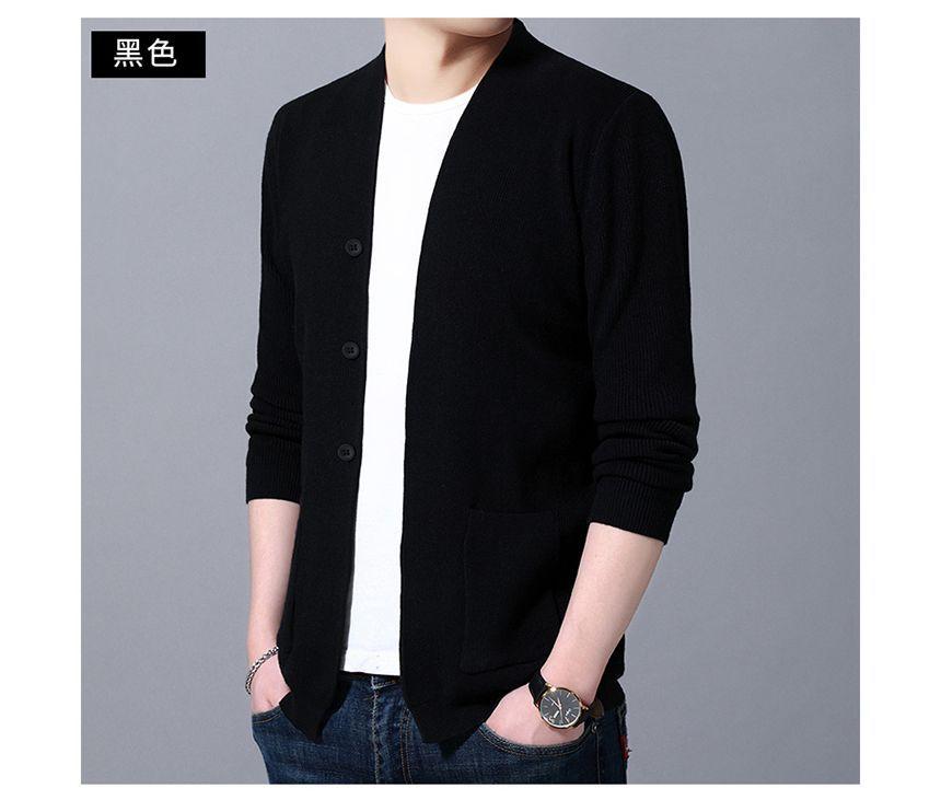 V-Neck Plain Cardigan Product Image