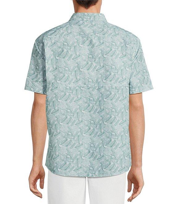 Roundtree & Yorke Performance The Charter Vented Short Sleeve Leaf Print Fishing Sport Shirt Product Image