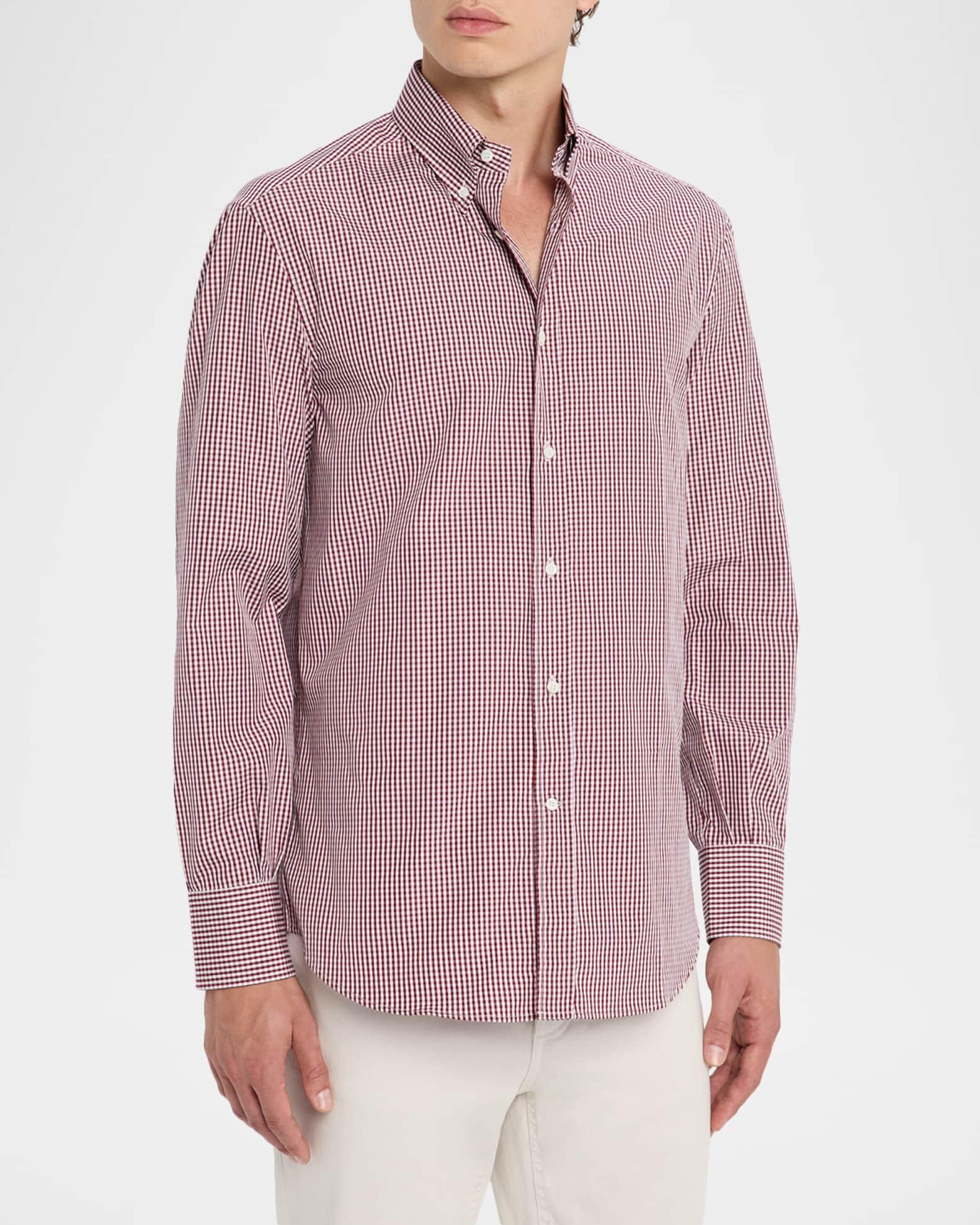 Men's Micro-Gingham Button-Collar Sport Shirt Product Image