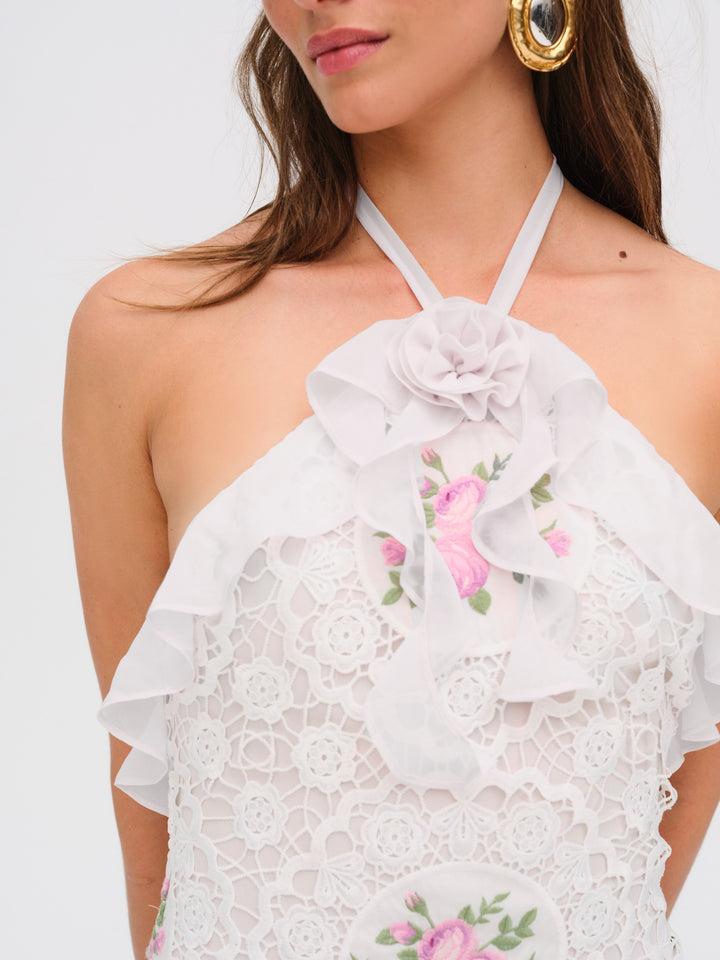 Bordeaux Maxi Dress — White Product Image