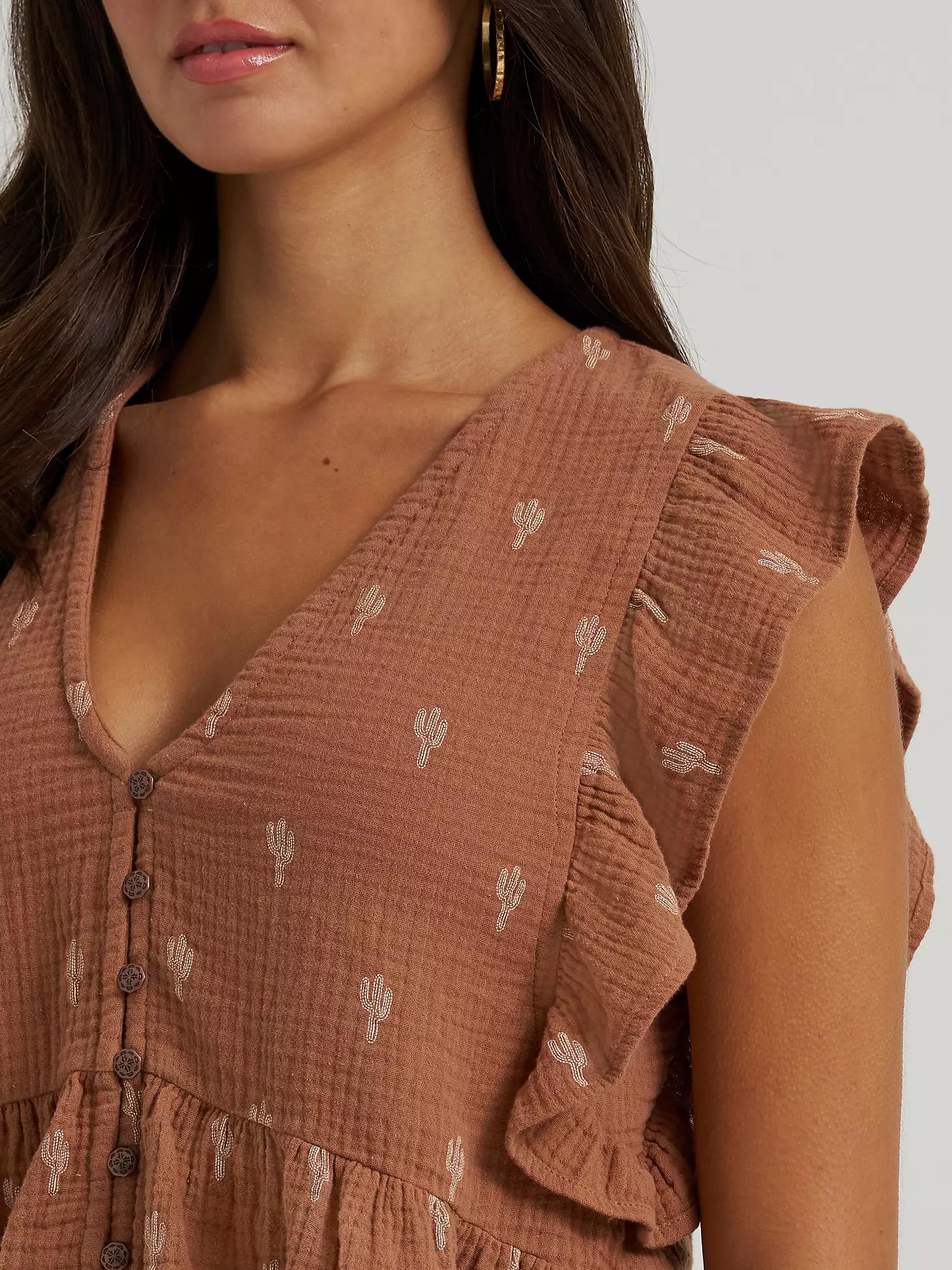 Women's Gauzy Flutter Sleeve Blouse Product Image