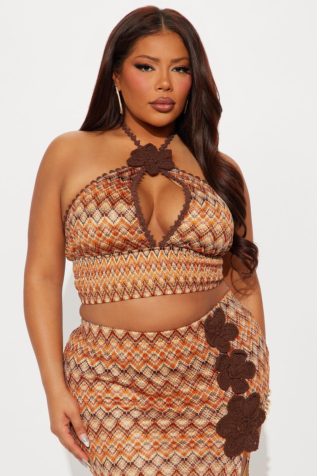 Bianca Crochet Maxi Skirt Set - Orange/combo Product Image