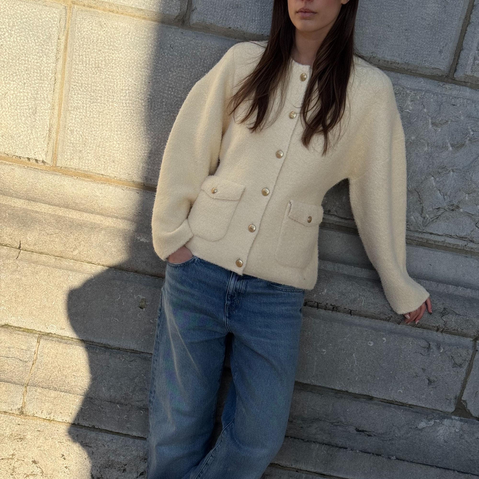 Cinched-waist sweater-jacket Product Image