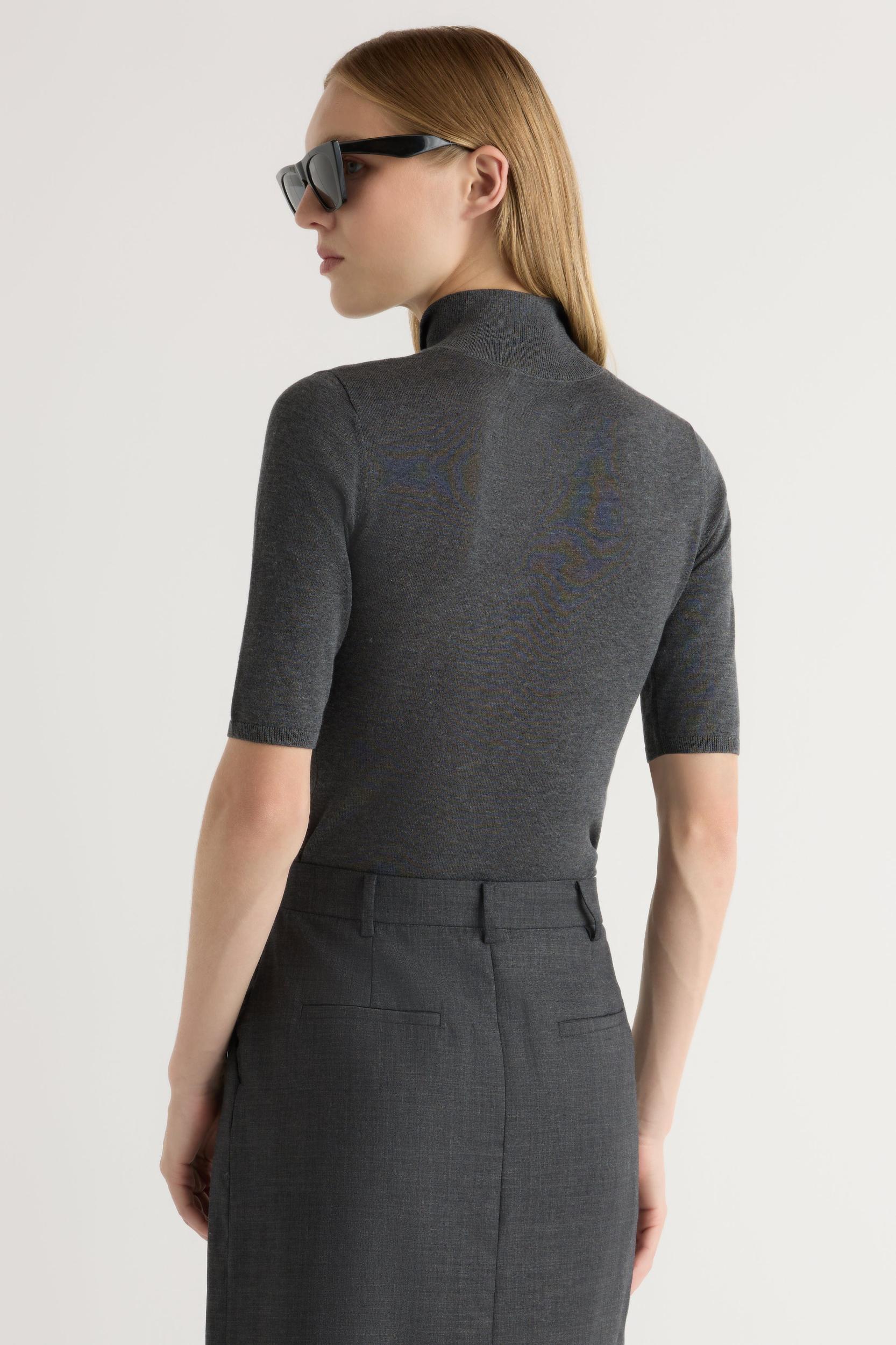 Gia Cotton-Silk Turtleneck Knit Top Product Image