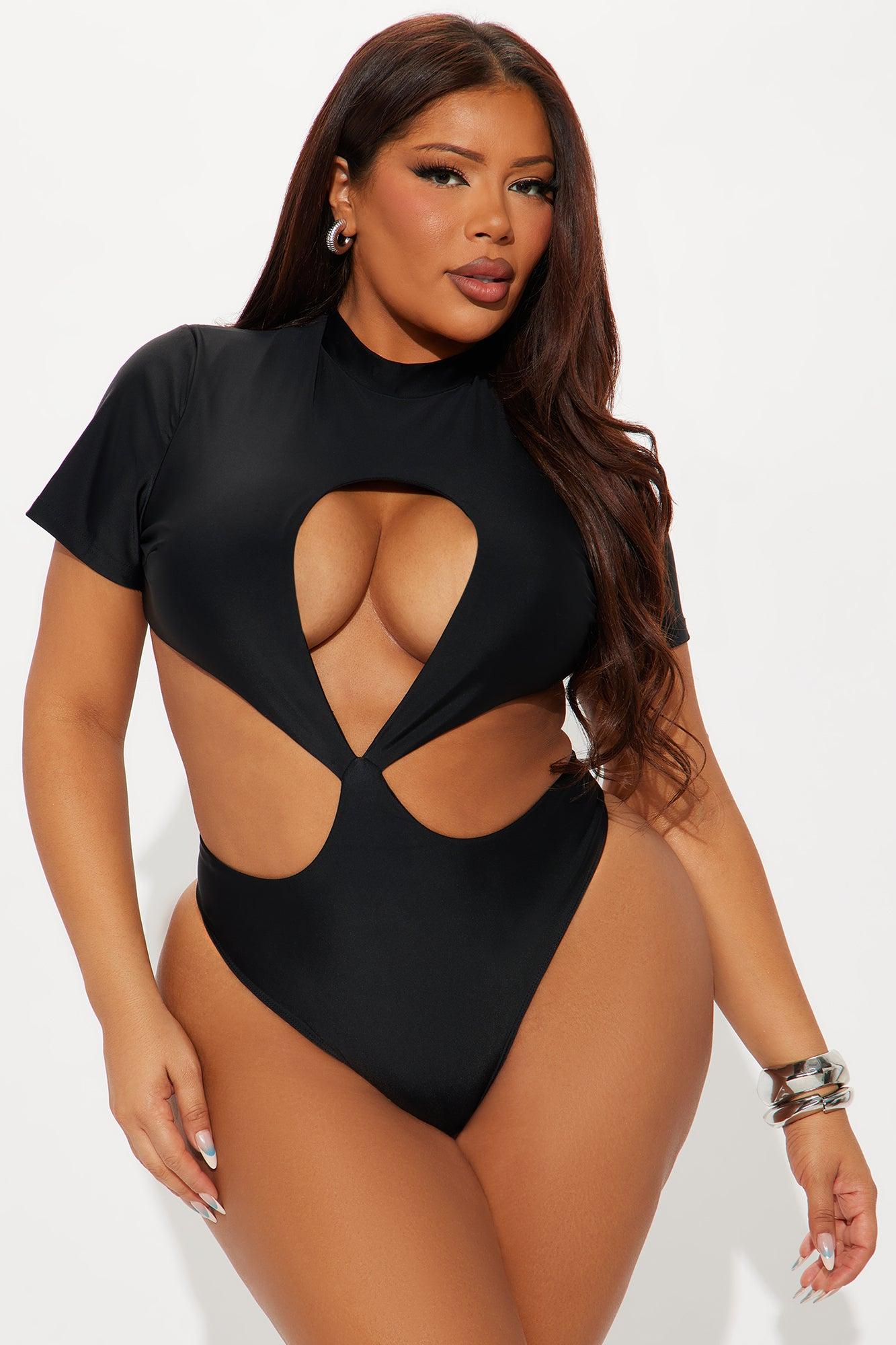 To Be Remembered Mock Neck Cut Out Bodysuit - Black Female Product Image