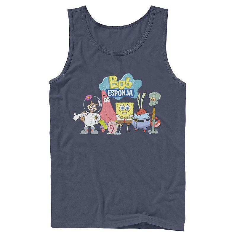Men's Nickelodeon SpongeBob SquarePants Bob Esponja Happy Group Shot Graphic Tank Top,  Product Image