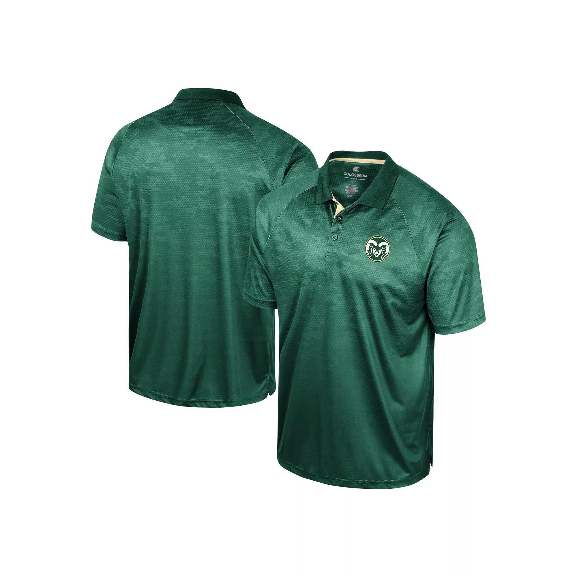 Men's Colosseum Green Colorado State Rams Honeycomb Raglan Polo,  Product Image