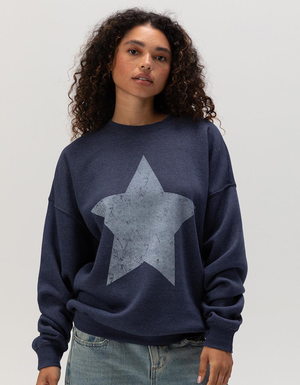 RSQ Womens Star Crewneck Sweatshirt - BLUE Product Image