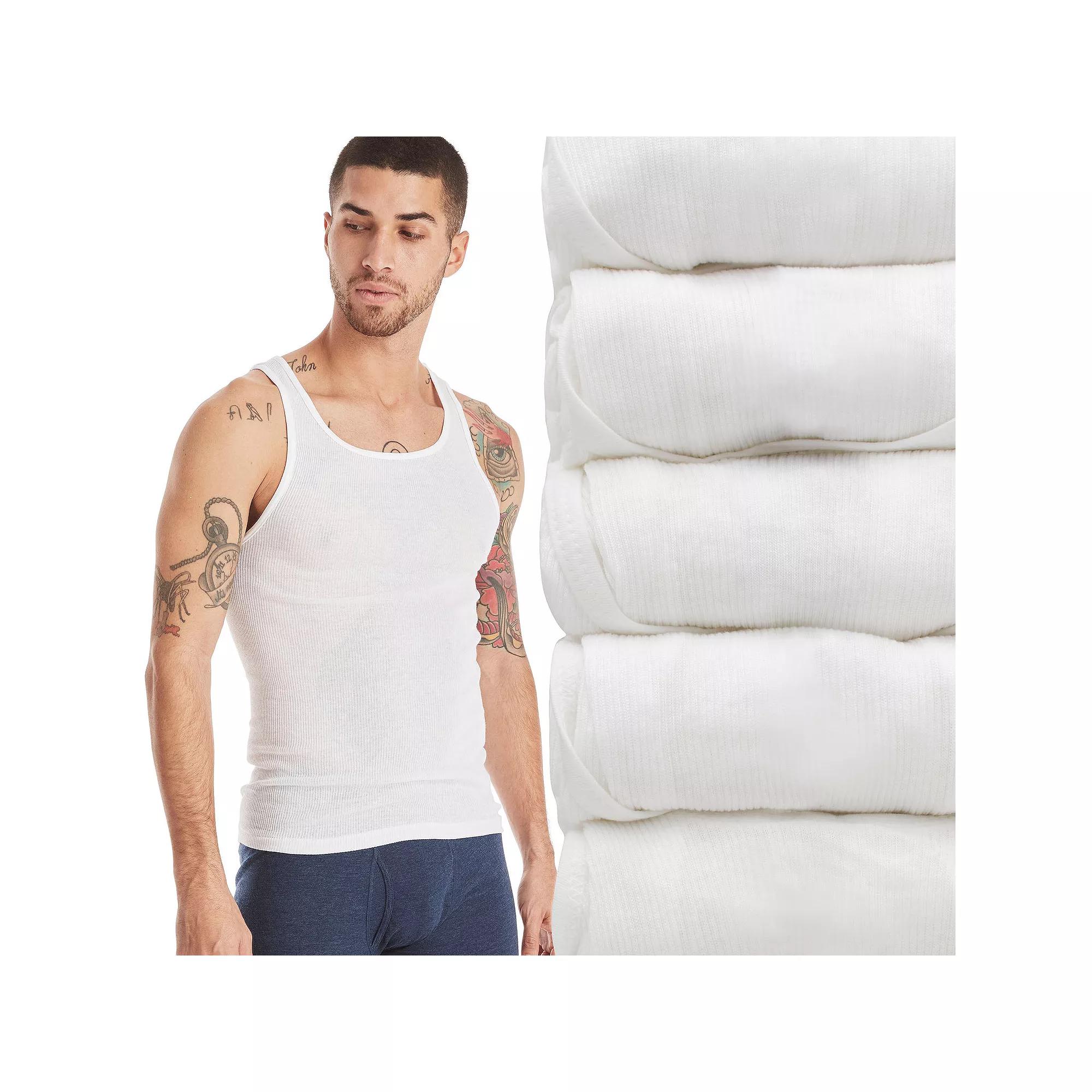 Hanes Ultimate 5-Pack Men's ComfortSoft Cotton Blend Tank Top Undershirt, Size: Medium, White Product Image