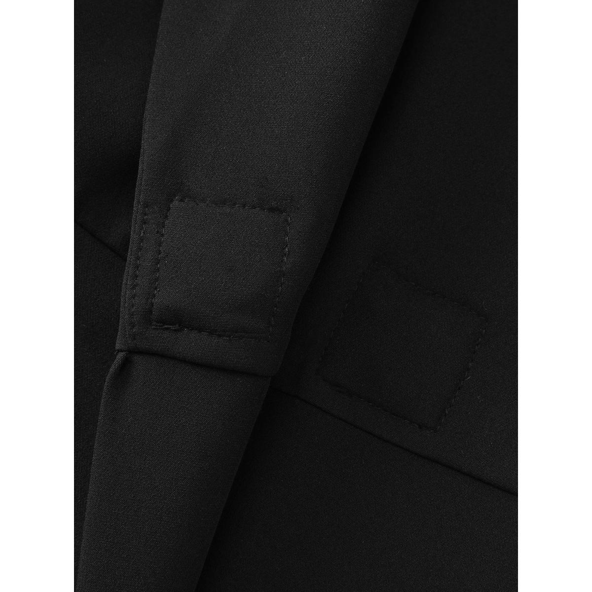 Plus Size Semi Stretchy Pockets Curvy Hem Blazer Black Women Office Sleeve Long Sleeve Suit Collar 22-24/3X Side seam pocket Office Blazers BloomChic Product Image