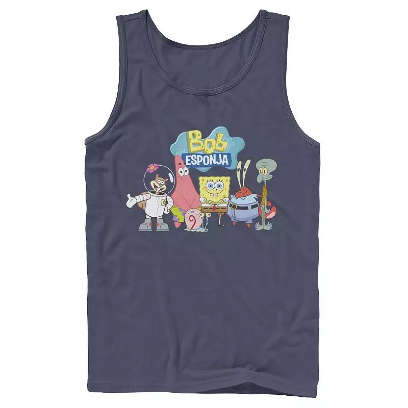Men's Nickelodeon SpongeBob SquarePants Bob Esponja Happy Group Shot Graphic Tank Top,  Product Image