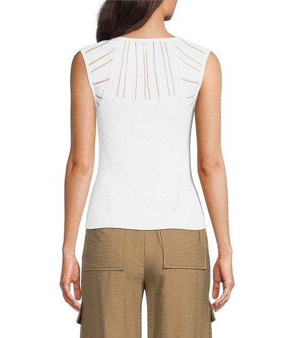 DKNY By Donna Karan Knit Illusion Crew Neck Sleeveless Top Product Image