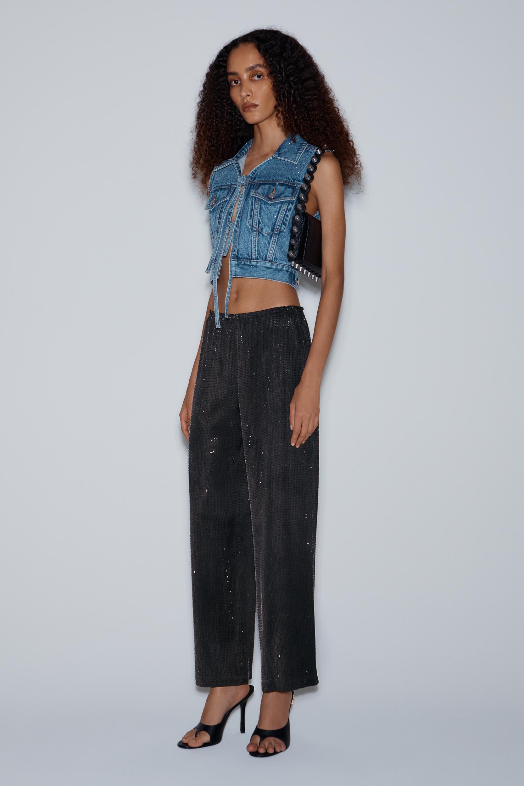 Crystal Hotfix Slim Relaxed-fit Pants Product Image