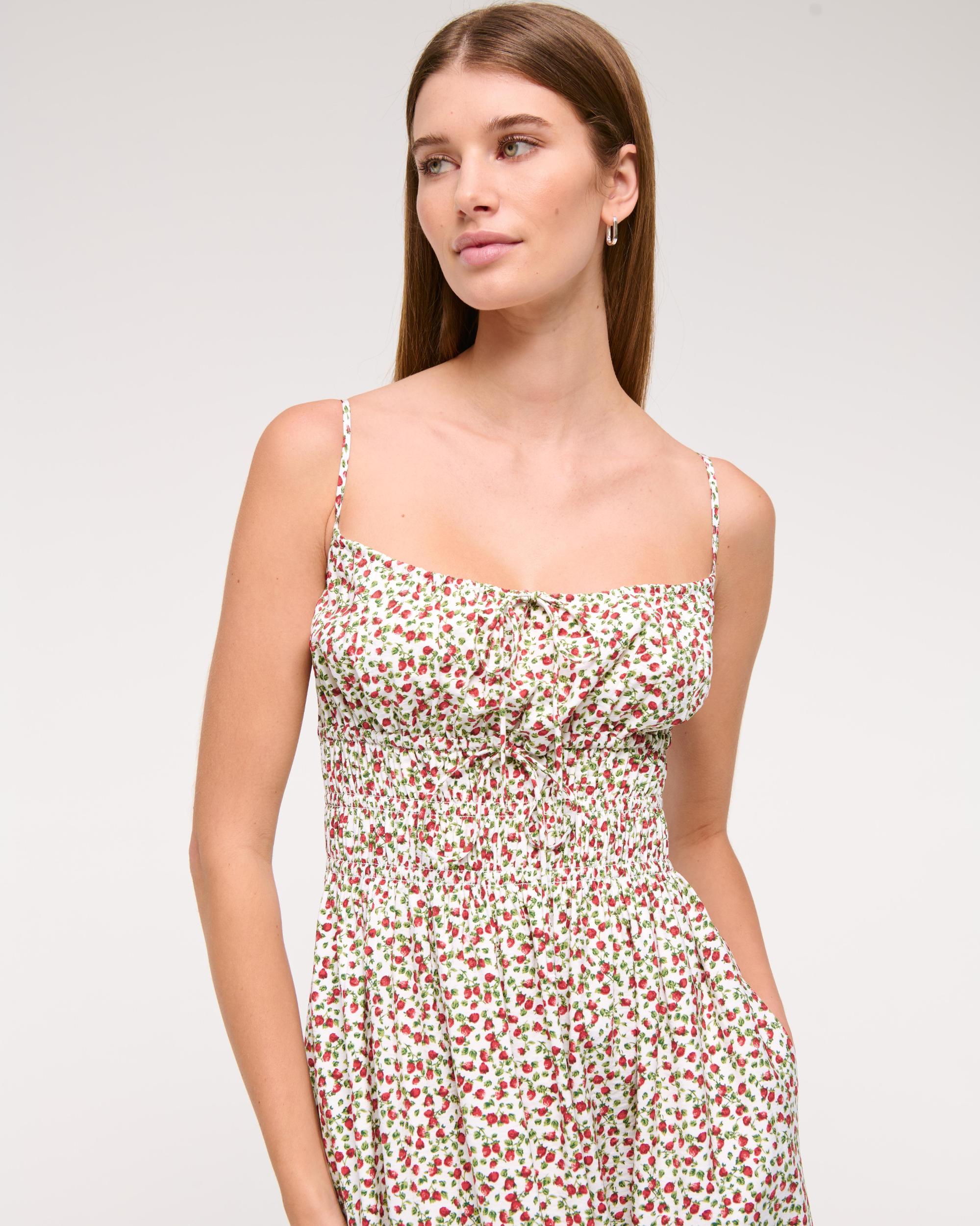 Smocked Tie-Front Maxi Dress Product Image