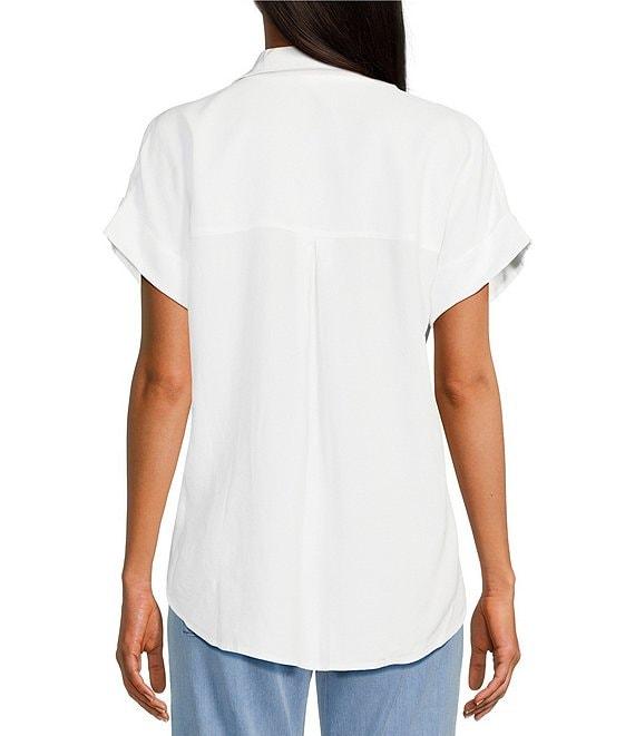 Cloth & Stone Woven Rolled Short Sleeve Point Collar Top Product Image