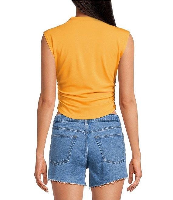 Gianni Bini Knit Mock Neck Cap Sleeve Crop Top Product Image