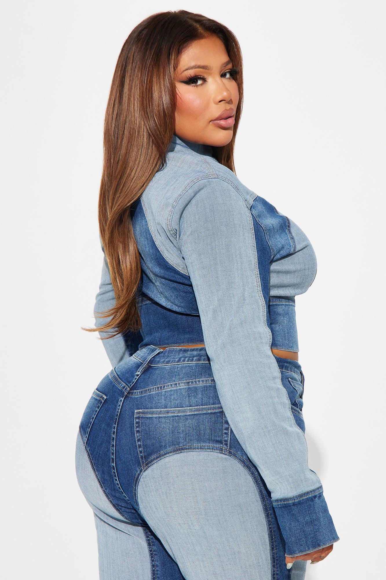 Coronado Two Tone Denim Moto Jacket - Medium Wash Product Image