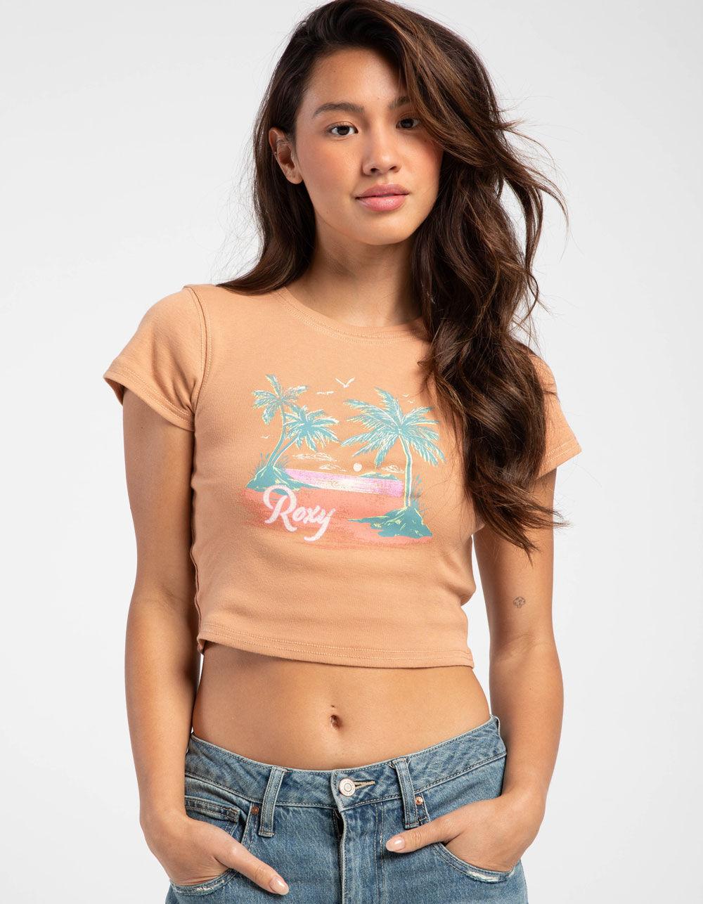ROXY All Day Womens Baby Tee - CAMEL Product Image