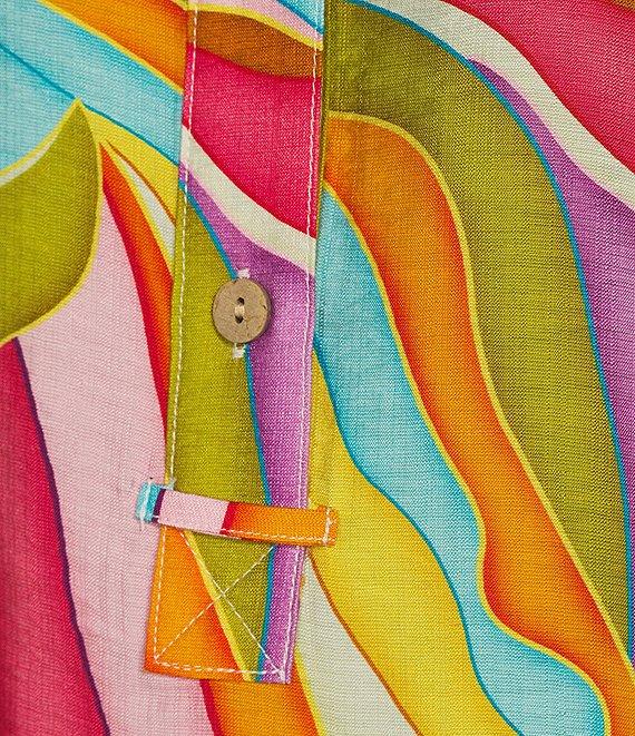 Tru Luxe Jeans Abstract Print Short Sleeve Button Front Top Product Image