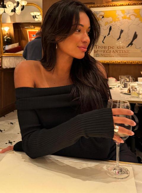 Morley Off Shoulder Sweater Black Product Image