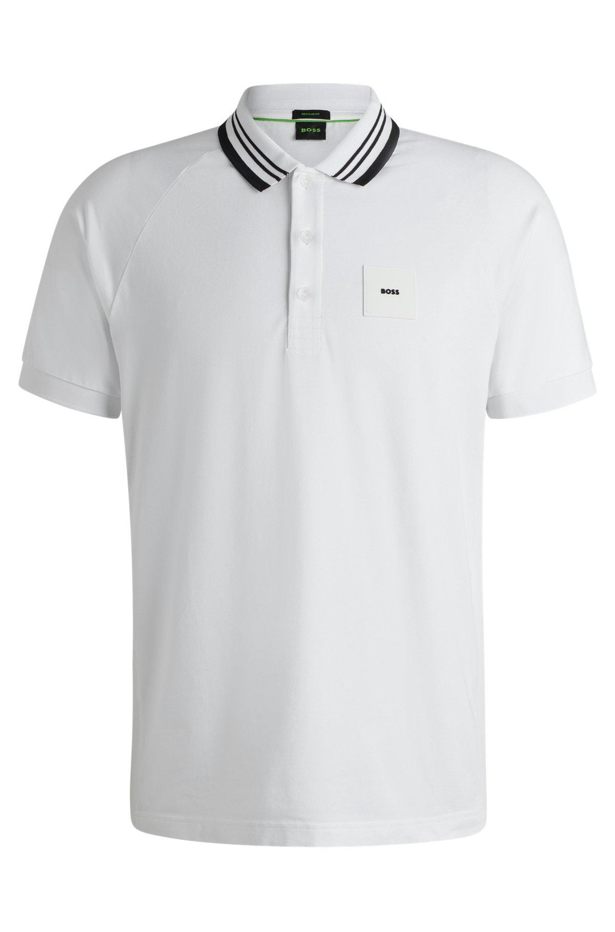 Paddy stretch-cotton polo shirt with striped collar Product Image