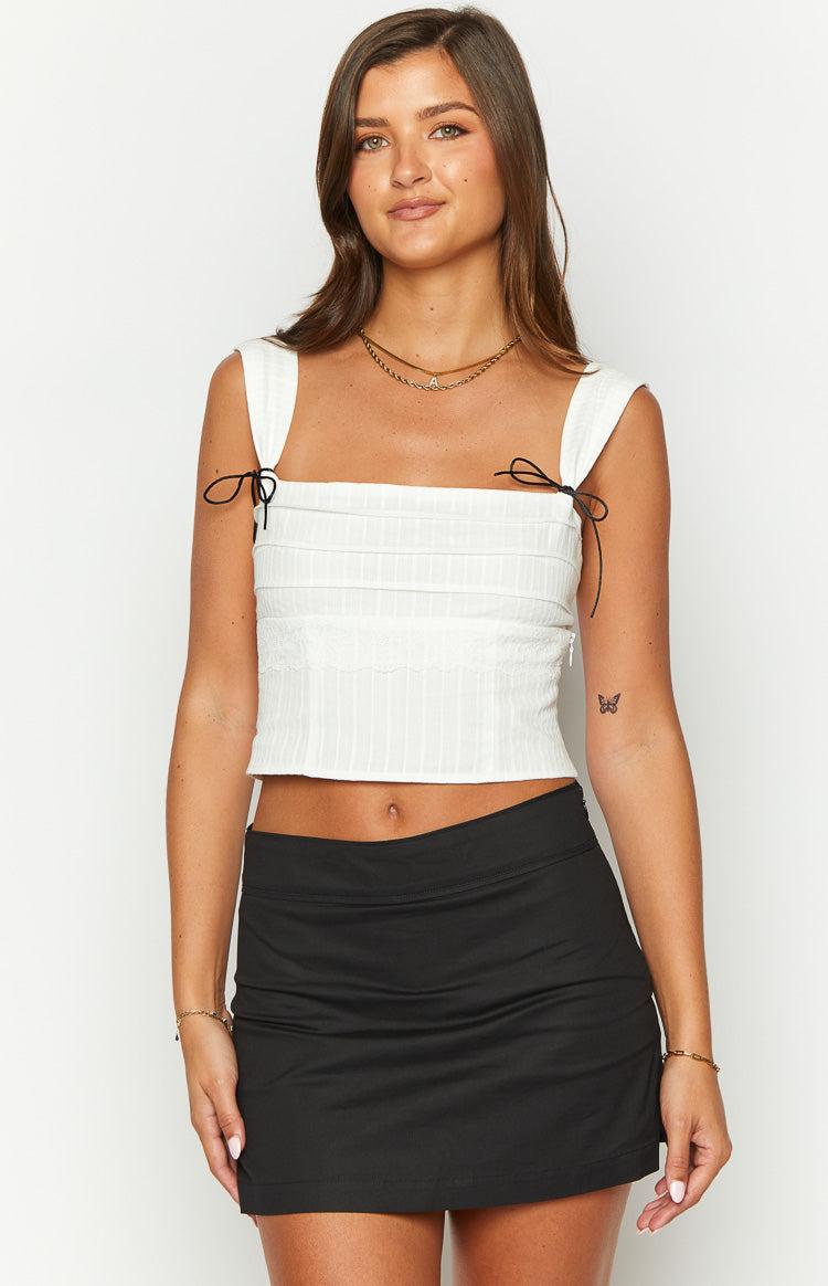 Taylor White Tie Back Crop Top Product Image