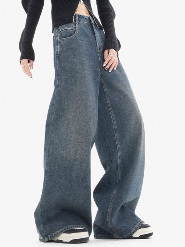 Classic Blue Wash Baggy Boyfriend Jeans Product Image