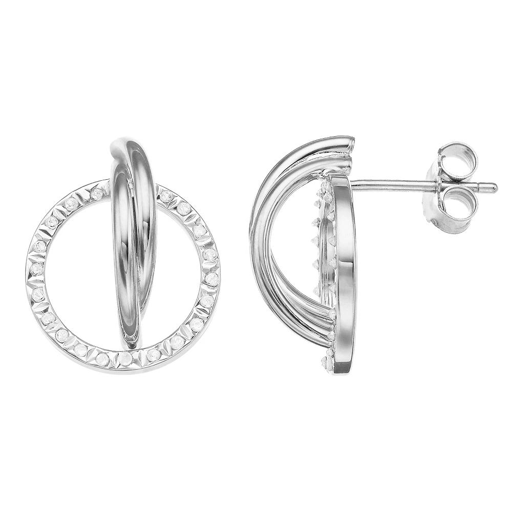 Diamond Mystique Sterling Silver Diamond Accent Off-Ear Stud Earrings, Women's, White Over Silver Product Image