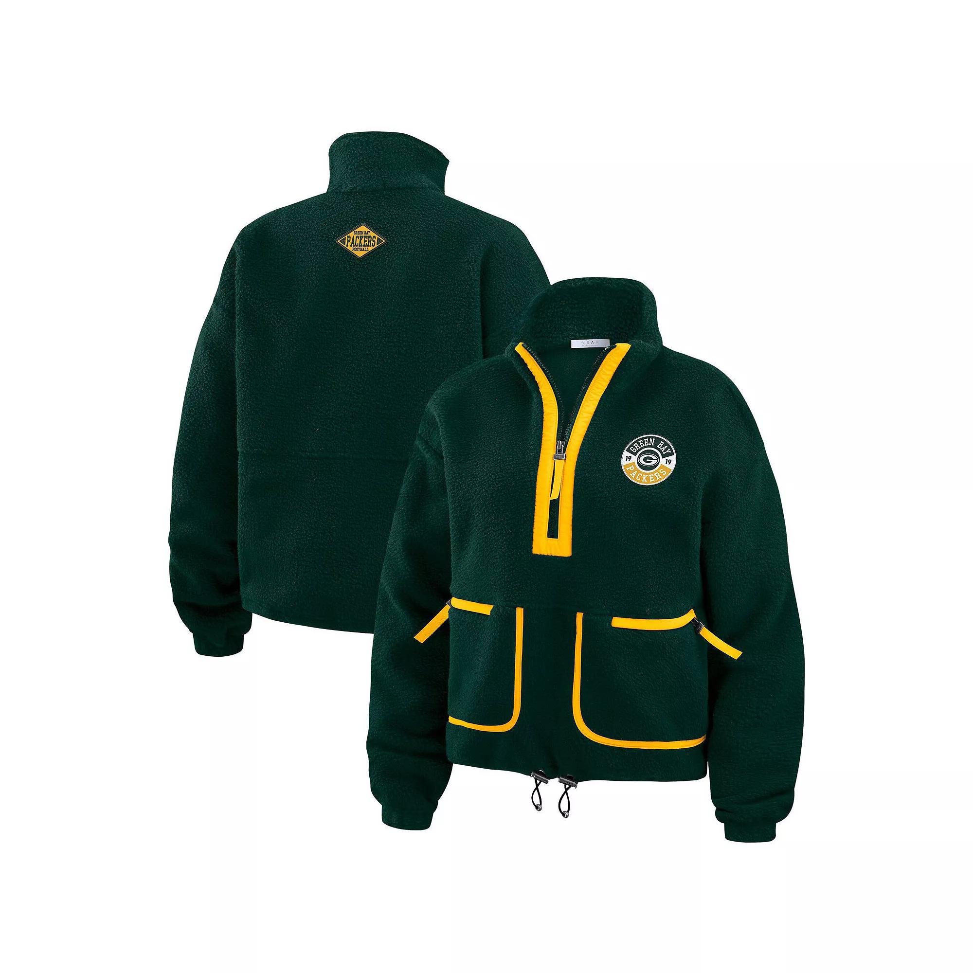 Women's WEAR by Erin Andrews Black New Orleans Saints Polar Fleece Half-Zip Jacket,  Product Image