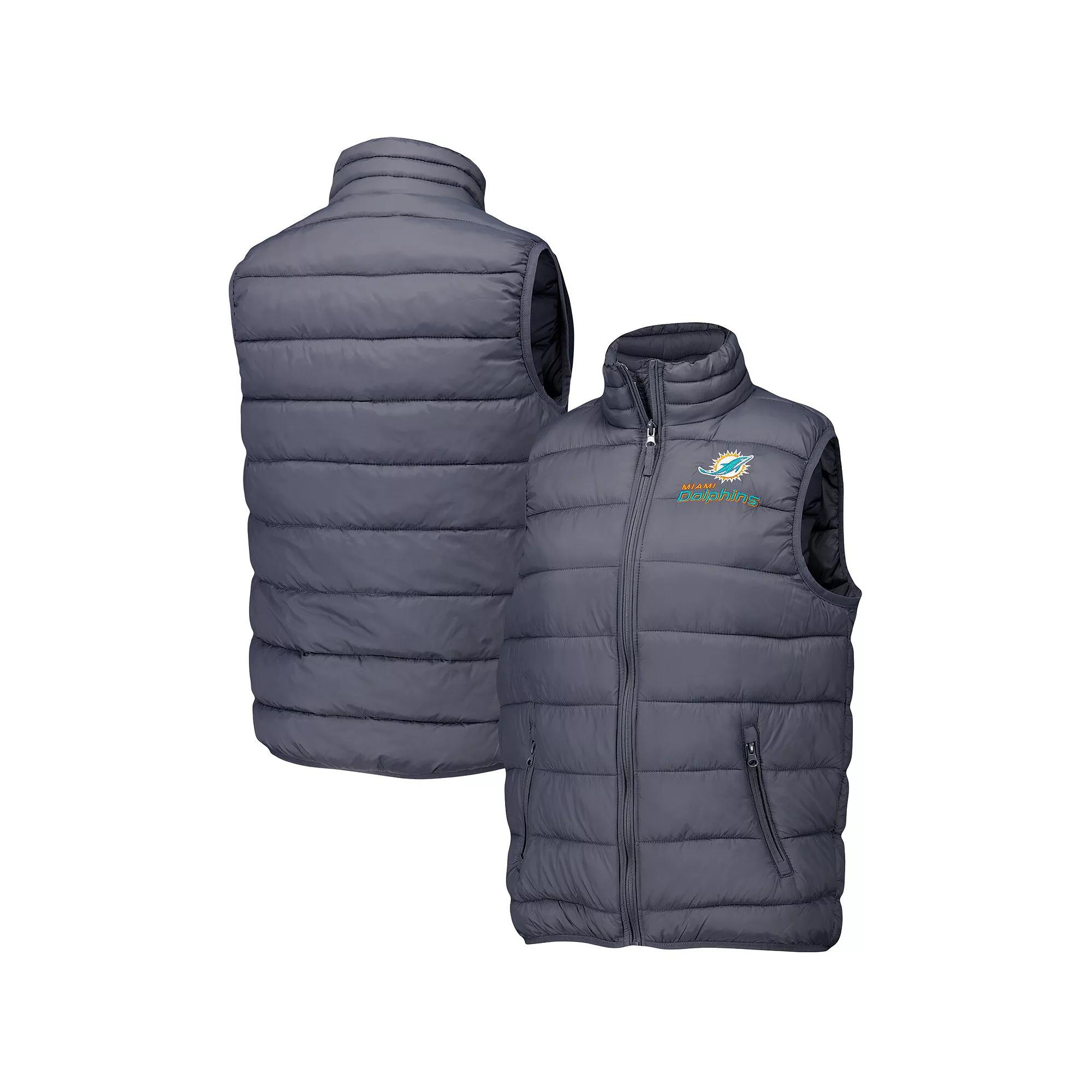 Women's  Dunbrooke  Charcoal Miami Dolphins Alberta Full-Zip Vest, Size: Large Product Image