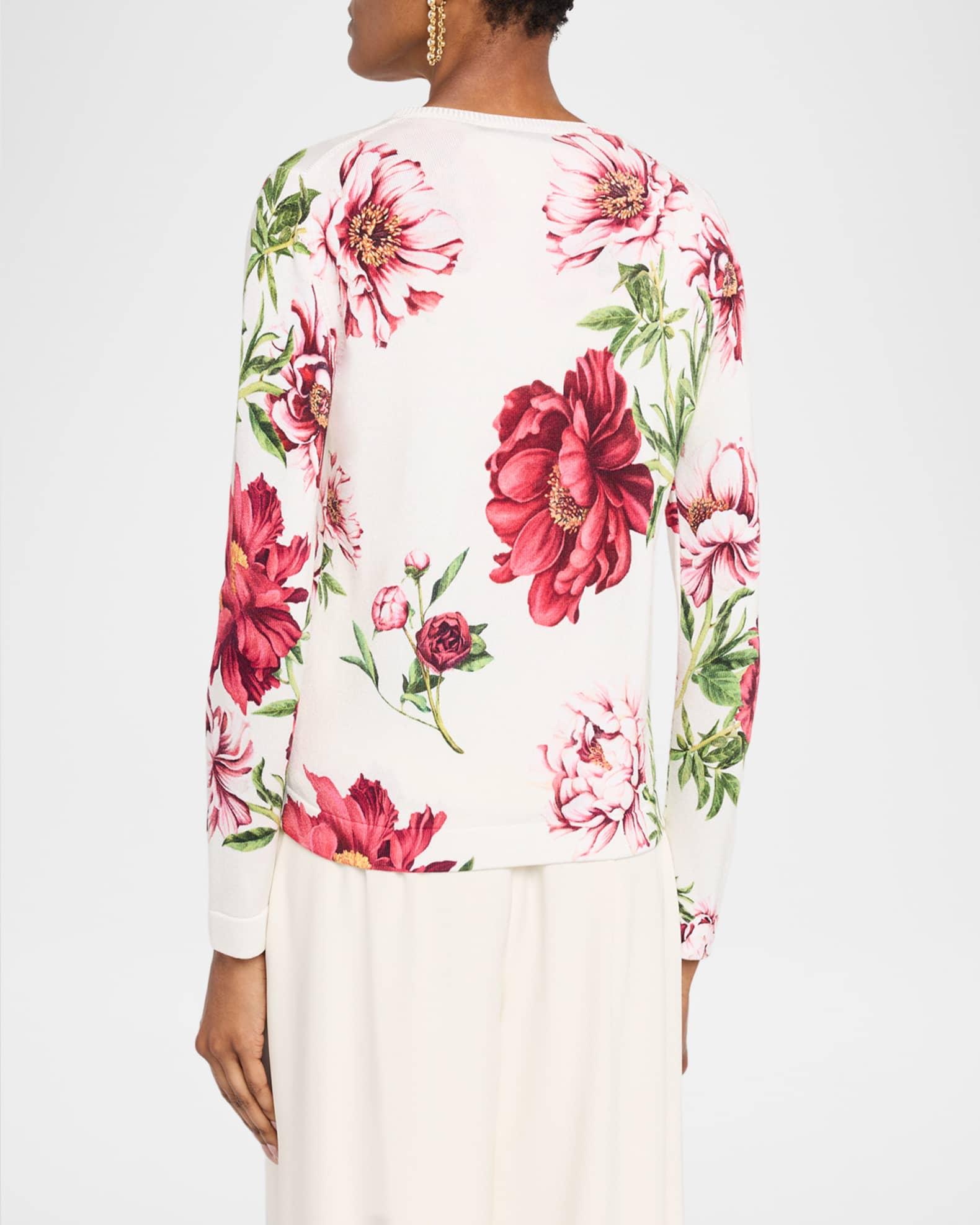 Peony Print Crewneck Twinset Cardigan Product Image