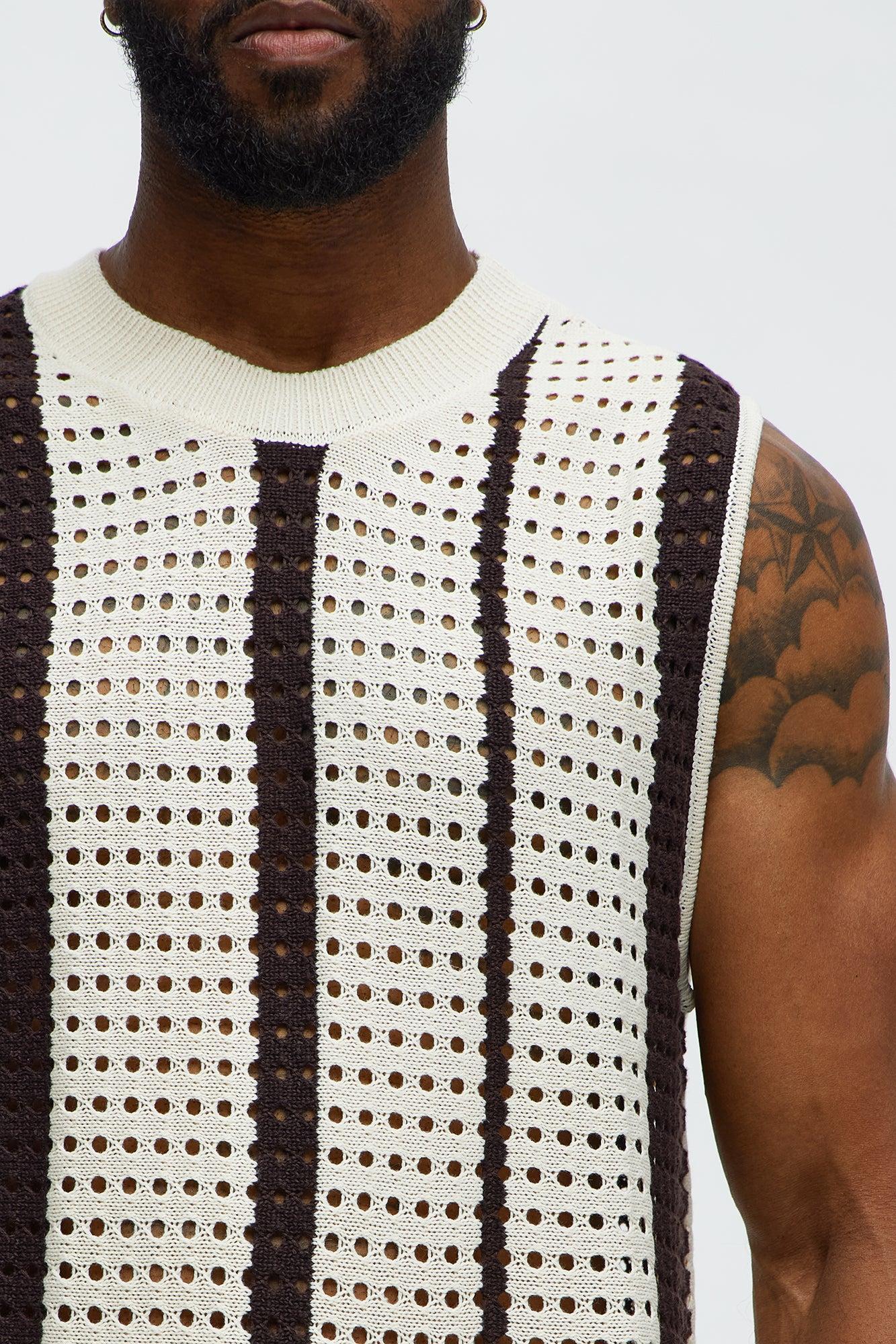 Multistriped Knit Muscle Tee - Cream/combo Product Image