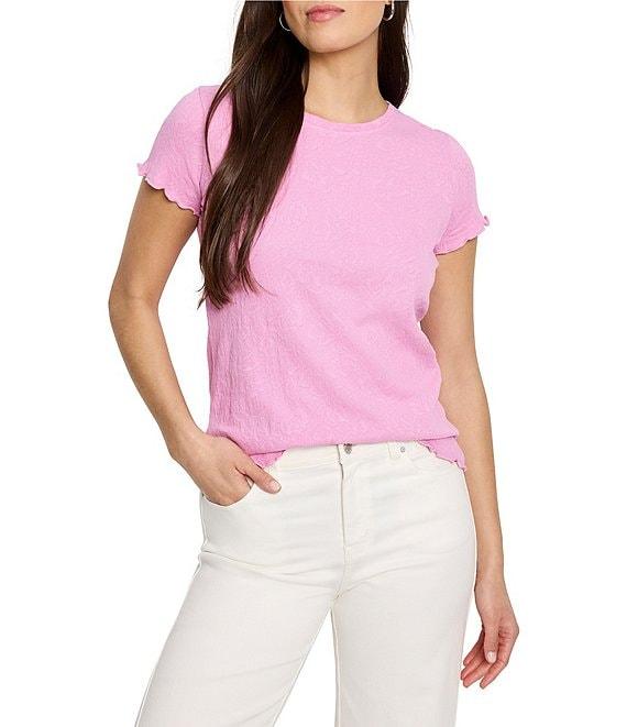NIC + ZOE Lace Knit Round Neck Short Sleeve Tee Product Image